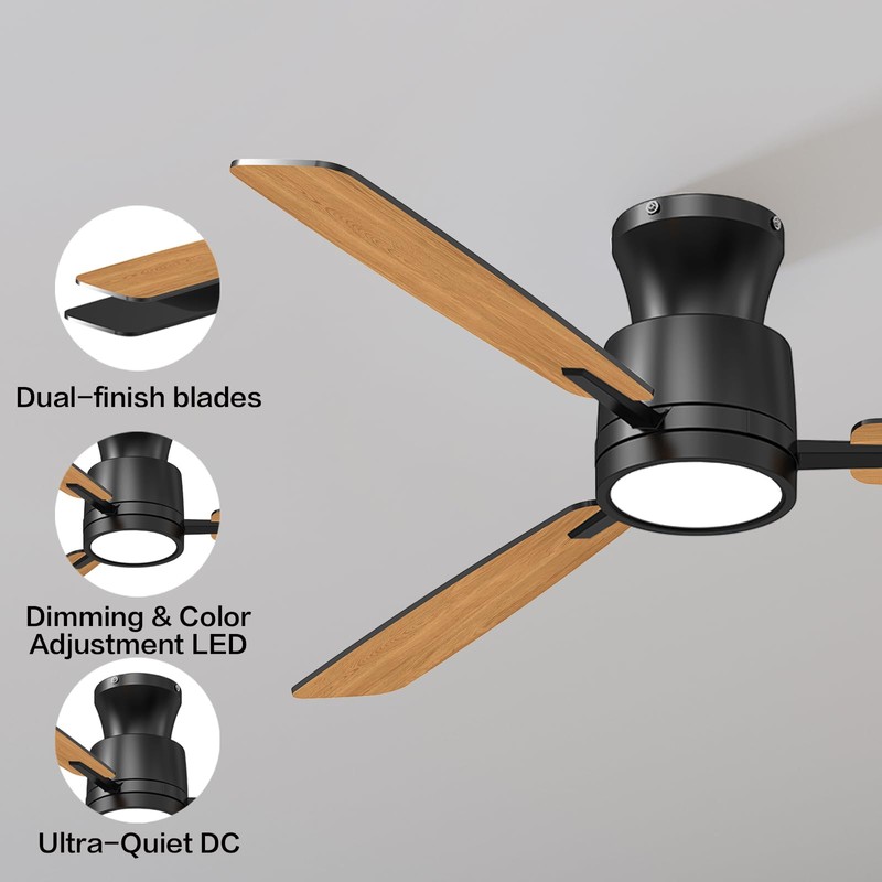 Atolit Ceiling Fans with Lights,52 Inch,Quiet Reversible Motor,Easy to Install,6