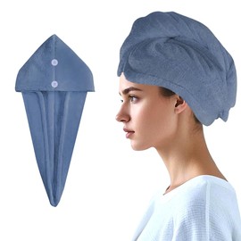 AGKXHDEC Double Layer Microfiber Towel, Hair Turbans for Wet Hair, Drying Hair Wrap for Women(The Color of The Picture is for Reference only) (Dark Blue-Double Layer)