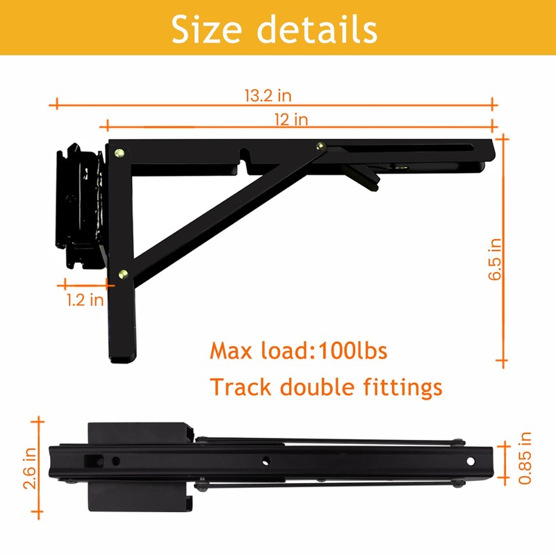 CHZHWFDC E Track Shelf Bracket - Durable Hinged Collapsible Table