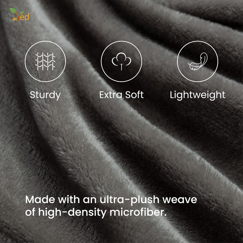 VED Sherpa Fleece Throw Blanket - Fluffy Microfiber Solid Blankets