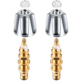 Avenuebool 2 Piece Metal Shower Knob and Ceramic Disc Cartridge Set, Compatible with Price/Pfister, Hot and Cold Handle Rebuild Kit with Shower Valve Stem, Polished Chrome (Polished Chrome)