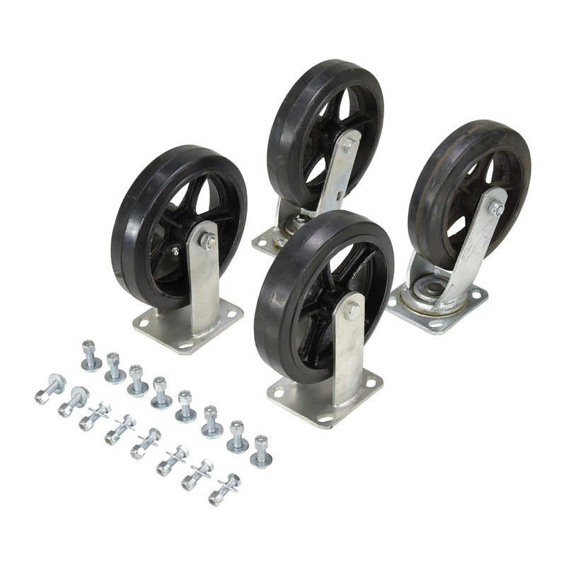 Vestil D-CK4-MR8-2 Mold-on-Rubber Plate Caster Set for Self-Dumping Hopper, 8"