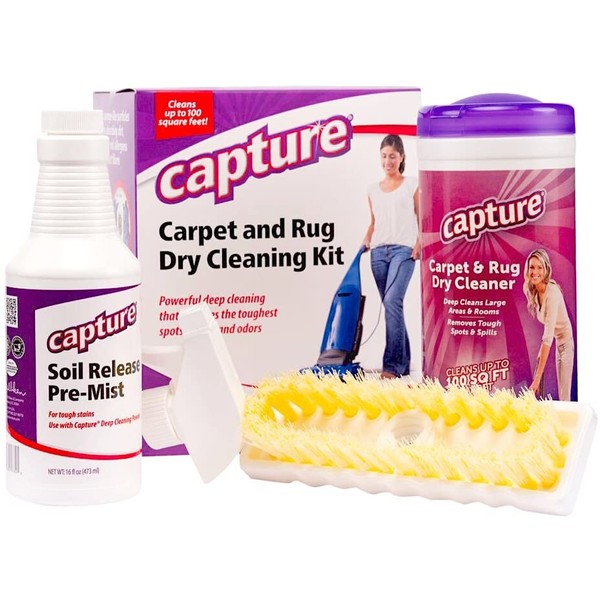 Capture Carpet Total Care Kit 100 - Home Couch and Upholstery, Car Rug, Dogs & Cats Pet Carpet Cleaner Solution - Strength Odor Eliminator, Stains Spot Remover, Non Liquid & No Harsh Chemical
