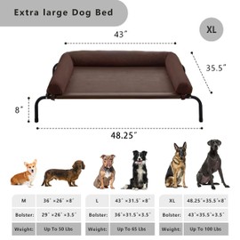 WESTERN HOME Cooling Elevated Dog Bed for Large Dogs, Portable Indoor & Outdoor Raised Dog Bed with Breathable Mesh, Chew Proof Pet Hammock Cots with Removable and Waterproof Bolsters