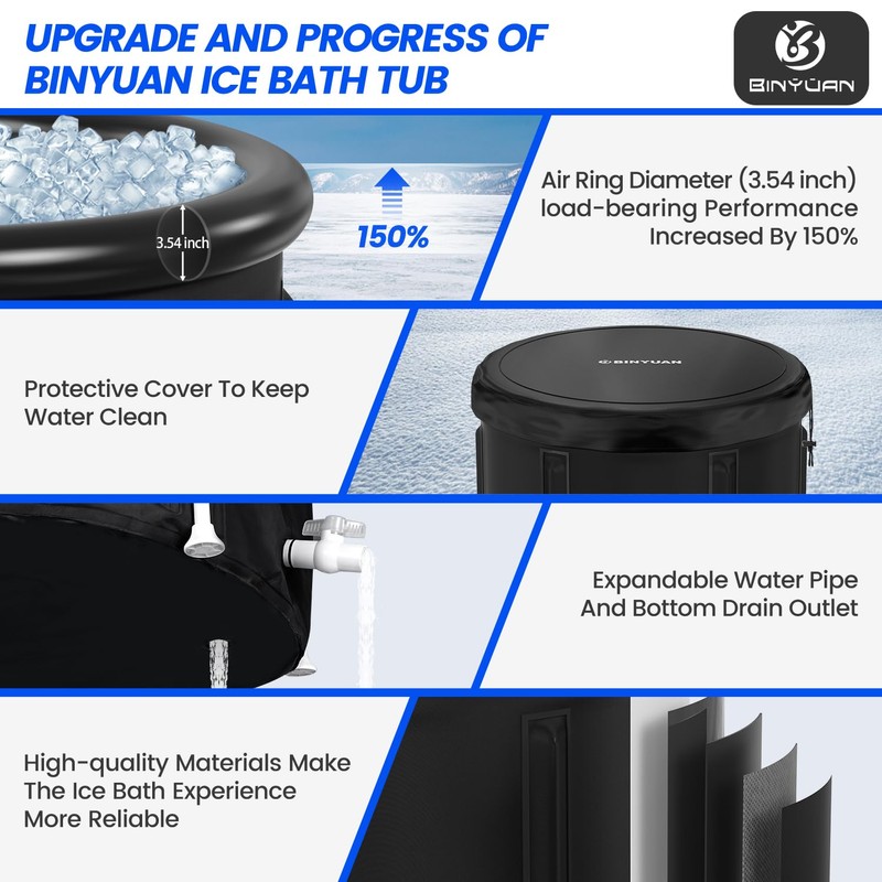 BINYUAN XL Ice Bath Tub for Athletes With Cover 99