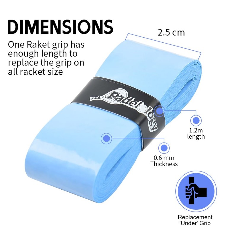 Padelology 6 Pack Overgrips Ultra Tacky Non-Slip Grip Tape 0.6mm