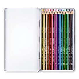 STAEDTLER Noris Colour Colouring Pencils, Non-Slip Soft Surface, High Break Resistance, Made from Upcycled Wood, Intense Colours, Hexagonal Format, 12 Coloured Pencils in Metal Case, 185 M12