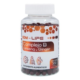 Complejo B Con Ginseng Y Ginger, Suplemento 300caps Bdm Life Sin Sabor                                                                                