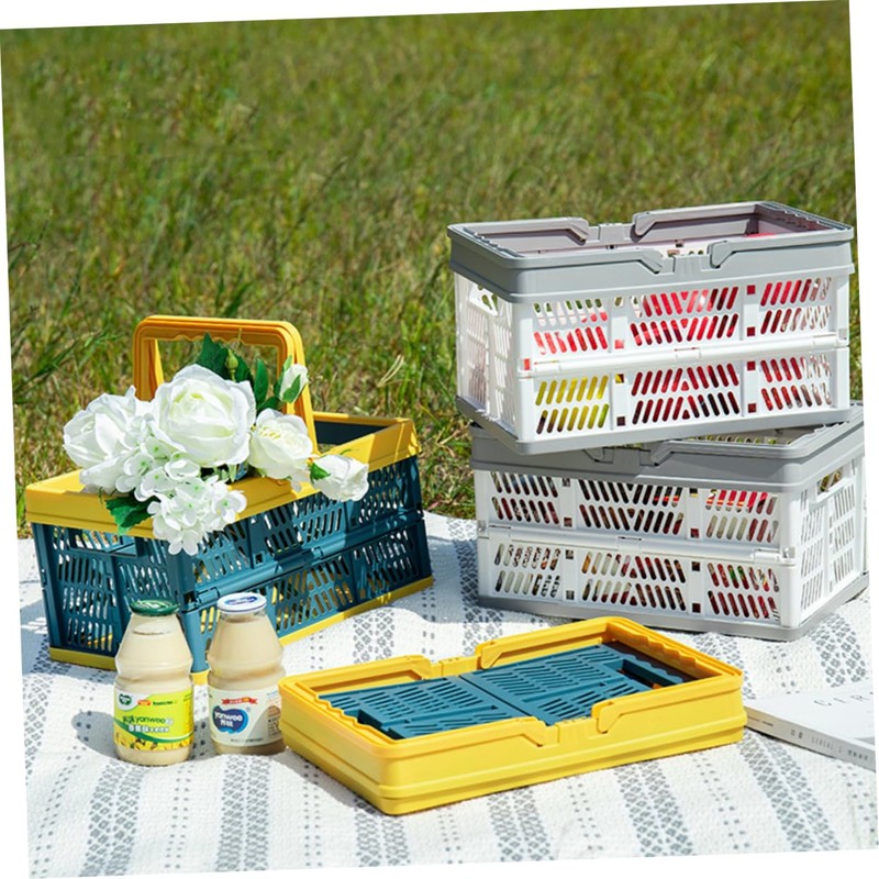 SUPVOX Foldable Basket Plastic Shopping Basket Vegetable Storage Fruit Organizer