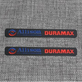 2Pcs Allison Transmission Emblems Hood 3D Nameplate Badge Letter Compatible with Silverado Dura-max (Black Red)