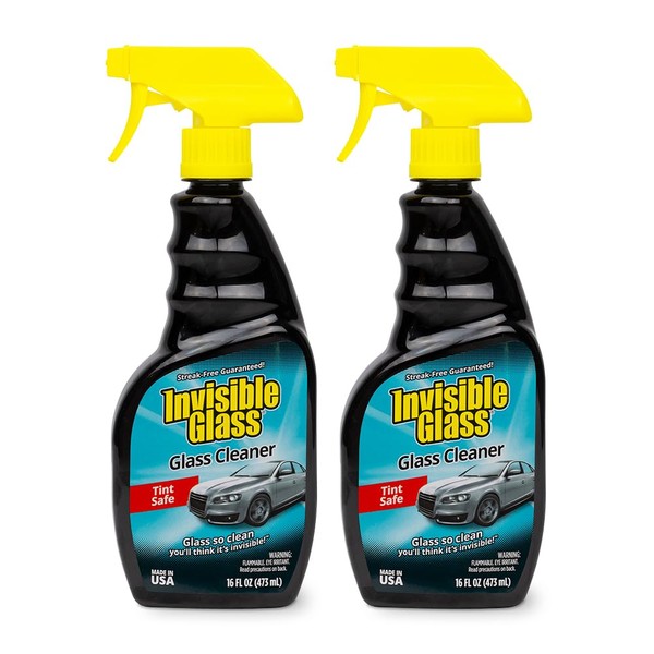 Invisible Glass 92163-2PK 16-Ounce Premium Glass Cleaner and Window Spray for Auto and Home Streak-Free Shine on Windows, Windshields, and Mirrors Residue and Ammonia Free and Tint Safe, Pack of 2