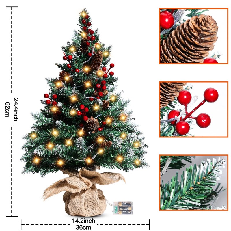 AICase 24" Tabletop Artificial Mini Christmas Tree with LED Light