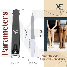 XE Nagelknipser mit Einweg Nagelfeile – Nagelschneider aus Edelstahl für Dicke Fingernägel und Zehennägel, Nagelknipser-Set mit Breiter Backe für Männer und Frauen