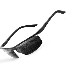 gesruny Sunglasses Men Women Polarised UV400 Blend Protection Al-Mg Metal Frame Rectangular Ultralight Sunglasses Classic Retro Unisex Outdoor Sports Glasses for Driving, B-black frame black lens