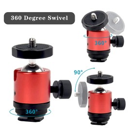 WOKICOR Pack of 2 Mini Ball Head Tripod Head with 1/4 Thread Hole 360° Rotatable Ball Head for Cameras, DSLR, LED Light, Ball Joint Holder Compatible with Nikon, HTC Vive VR, Monopod, Slider, Tripod