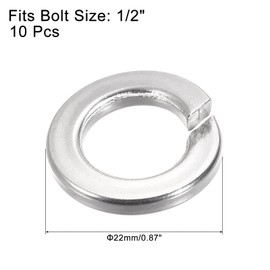 sourcing map Split Lock Washer, 1/2-Inch 304 Stainless Steel Spring Lock Washer 10pcs
