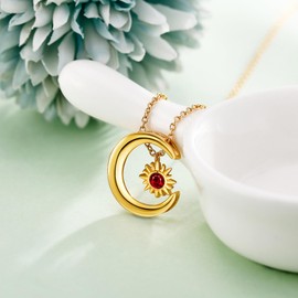 URONE Sun and Moon Chain 925 Silver Moon Sun Pendant Necklace Sun Moon Jewellery Gifts for Women, No Gemstone