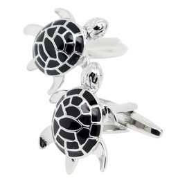 Jonwo Men's Cuff Links for French Black Turtle Tuxedo Shirt Stainless Brass Metal Shirt Buttons Cufflinks Anniversary In Gift Box