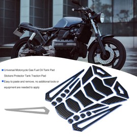 Qiilu Motorcycle Tank Protector, Motorcycle Tank Pad Gas Oil Fuel Tank Pad Decal Tank Protector Motorcycle Stickers for Honda/Yamaha/Suzuki/Kawasaki (Black Blue Border)