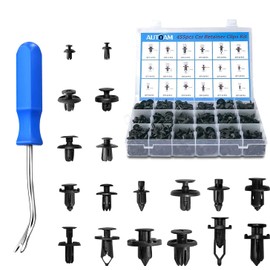 Autoam Plastic Rivets Bumper Clips, 455 Pcs 18 Types, Universal Car Fender, Panel Removal Tool, Push Down Trim Clips, Universal Toyota/Honda Lexus Mixed Fasteners, Storage Case B13