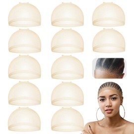 Dreamlover Hair Net for Wigs, Wig Caps for Lace Wigs, Wig Cap, Transparent Wig Cap, Beige, 12 Pieces