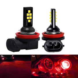 SOCAL-LED LIGHTING - 2 bombillas LED H11 H8 para Powersports Advanced 3030 SMD brillante y colorida lámpara DRL, color rojo