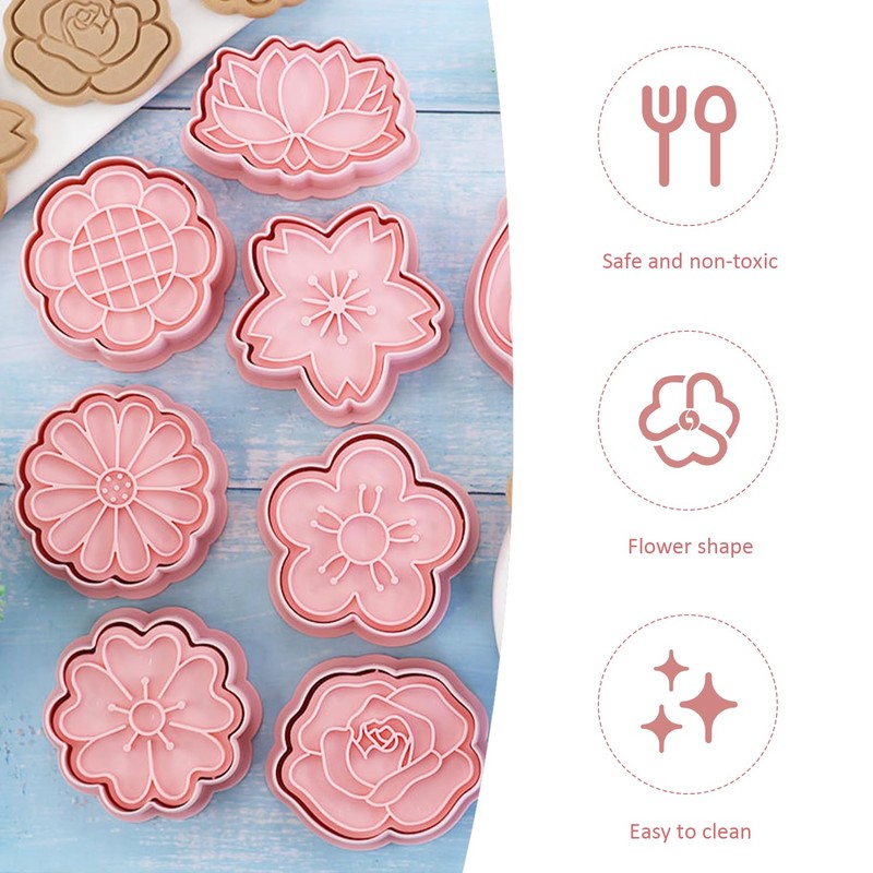 8 Pieces Flower Molds, Flower Shape Cookie Cutters, Fondant Cutters,