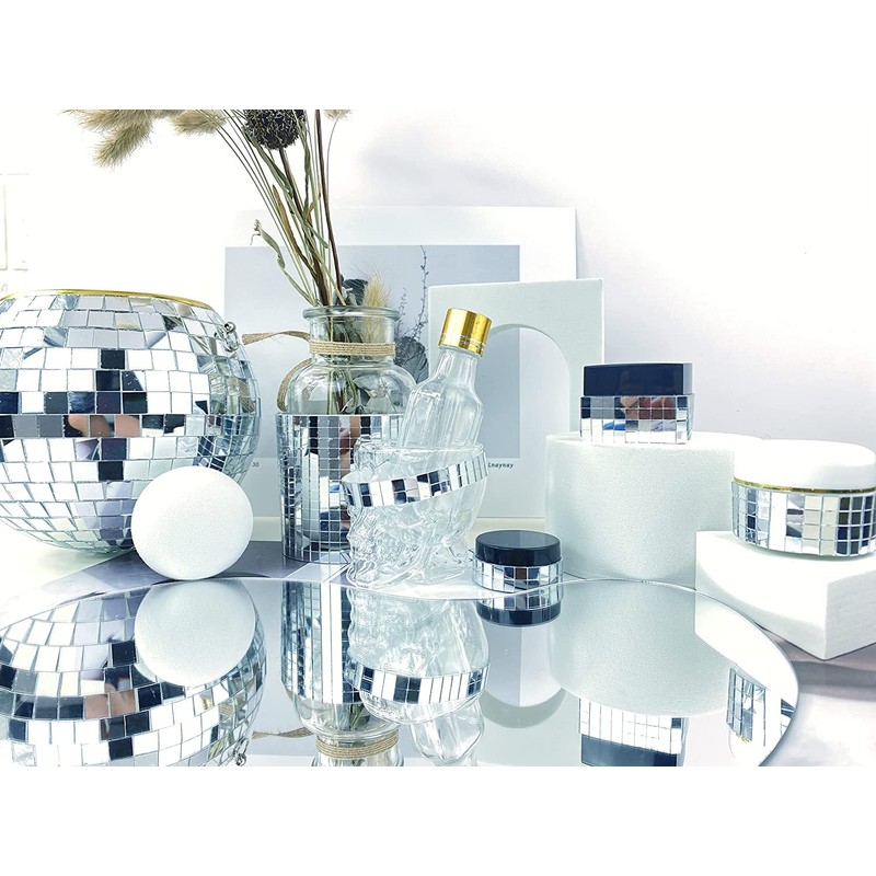 REDODECO 3500Pcs Real Glass Silver Mirrors Mosaic Tiles Sticker for