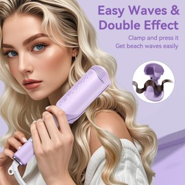 CHIKYO Curling Iron Hair Crimper Waver, 1.25 Inch Rovy Wave Curling Iron with Anti-Scald, Ionic Deep Waver Hair Curling Wand with Ceramic 2 Barrel for Women, 32mm Beach Waver with 30 Min Auto Shut Off