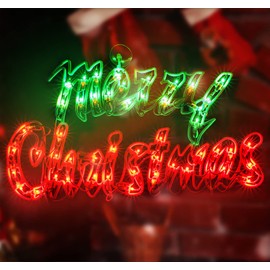 LAMPHOME 18" 50 Lighted Merry Christmas,Pre-Lit Merry Christmas Sign Window Sculpture Decoration