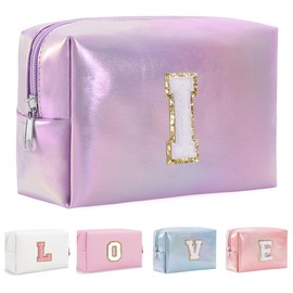 Yintry Makeup Bag Set Organizer Cosmetic Bag Travel Toiletry Bag Large Capacity Birthday Gifts for Women Girls Portable Brush Storage Bag, Purple (purple-2)