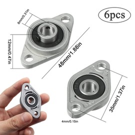 Bztzhm 6 Pieces KFL08 Flange Bearing Pillow Bearing, 8 mm Self-Aligning Pillow Bearing, Zinc Alloy Ball Bearing Block, 8 mm Pillow Block Bearing, Zinc Alloy Pillow Block Bearing, for Various Machines