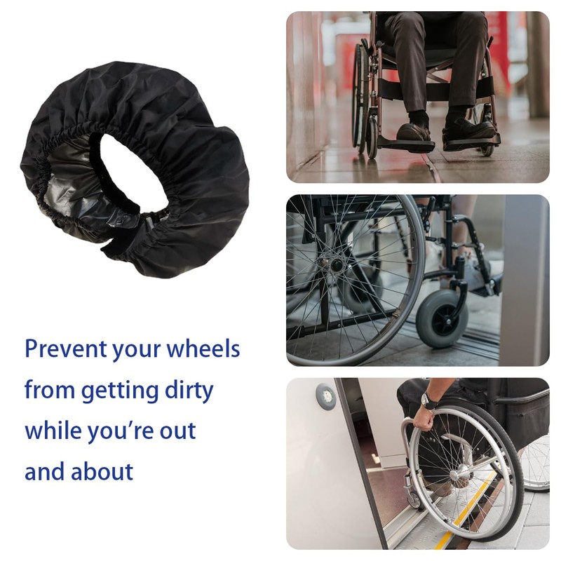 2 Pcs Wheelchair Tire Cover, Waterproof Wheel Covers, Black Wheel