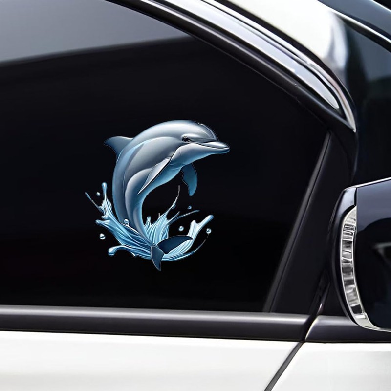 2 PCS Decorative Dolphin Splash Design Vinyl Decal Sticker for