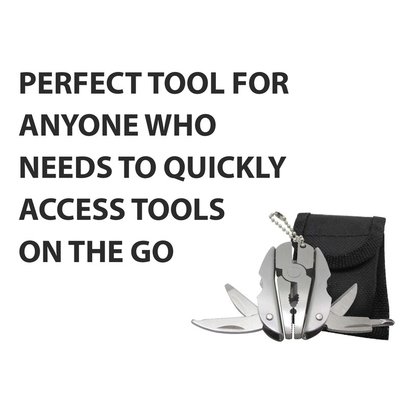 Mini Keychain Set - 6-in-1 Multitool Plier, Adjustable Wrench &