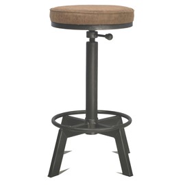 Diwhy Industrial Vintage Bar Stool, PU Seat Counter Stool, Height Adjustable 23.7-29.5inch Kitchen Cast Iron Stool, Swivel Chair Set of 2