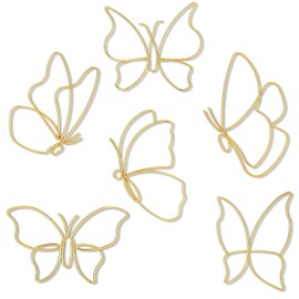 Hotop 6 Decoraciones de Pared de Mariposa de Metal Arte de Pared de Metal de Mariposa Colgante Decoración de Flores de Alambre de Metal Calcomanías de Pared para Fiesta (Mariposa Dorada)