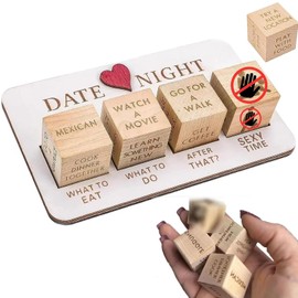 Date Night Dice - Creative After Dark Edition, 5 Wooden Board Game for Couple Date Night,Funny Date Wooden Decision Date Night Dice,Valentine's Day Anniversary Couple Games Gifts (Wood Color)