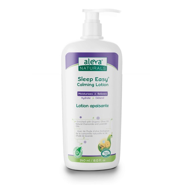 Aleva Naturals Sleep Easy Calming Relaxing Bedtime Baby Lotion, For babies and toddlers, Enriched with Lavender and Chamomile Oils, Sensitive Skin Friendly, Organic Ingredients - 8 Fl Oz