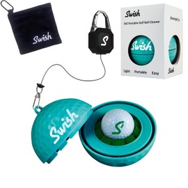 Tharos Distribution Swish Portable Golf Ball Cleaner for Golf Bag or Cart - Best Golf Accessories - Gifts (Teal)