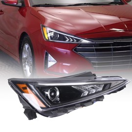 Carlaihu For Hyundai Elantra 2019 2020 Halogen Right Passenger Side Headlight Headlamp Assembly w/o DRL Replaces 92102-F3500 92102F3500 HY2503233 Black Housing Clear Lens