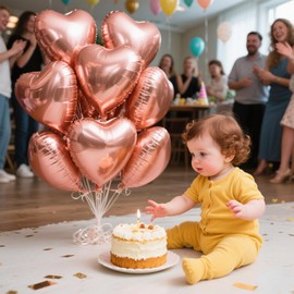 Herz Folienballon Roségold, 12 Stück Herz Helium Luftballons, Roségold Herzluftballons, Herzballons Hochzeit, Herzform Folienluftballon für Geburtstag Verlobung Muttertag Valentinstag
