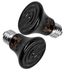 HealSmart 50W Mini Reptile Heat Lamp Ceramic Heat Emitter, No Light Emitting Heat Bulbs, Suitable for Snake/Lizard/Spider, Plant Growth and Incubating Chicken, 2-Pack