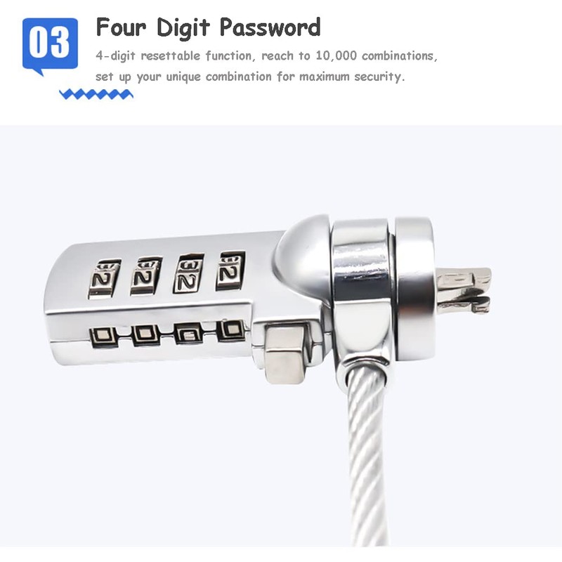 Diyeeni Combination Security Lock Cable, Laptop Security Lock Cable with
