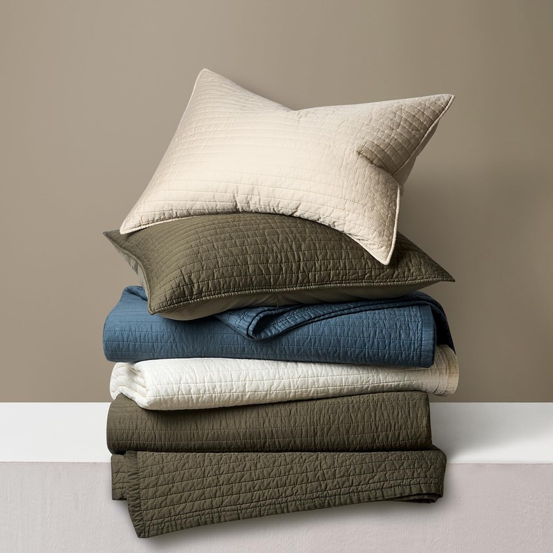 EVERGRACEHOME Cotton Sateen Quilt Set Queen Size, Pre-Washed Cotton Channel