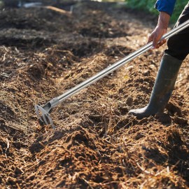 Nicecho 63" L handle Heavy Duty Tool fork Hoe for Gardening Weeding Cultivating Lawnyard