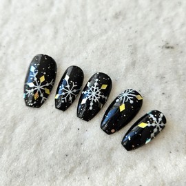 Snowflake handmade nail tip - Oval / 눈꽃송이 수제네일팁 - 오벌