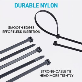 500pcs Cable Zipper Ties, 100mm x 3.5mm Self-Locking Nylon Medium Cable Tie Rope, Indoor and Outdoor Multi-Purpose Cable Ties (Black).