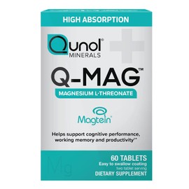 Qunol Q-Mag Magnesium L-Threonate Tablets, 2000mg of Magtein to Help Support Cognitive Performance, Improve Mental Alertness & Productivity, Supports Restful Sleep, High Absorption, 60 Count