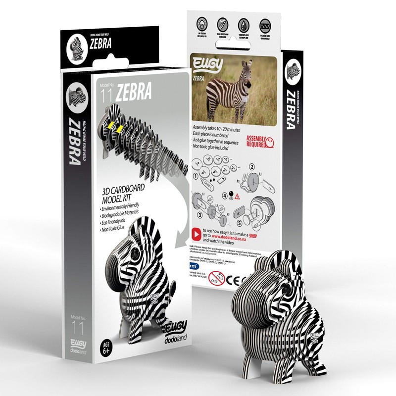 EUGY 3D Zebra Model, Craft Kit, Multi-Colour